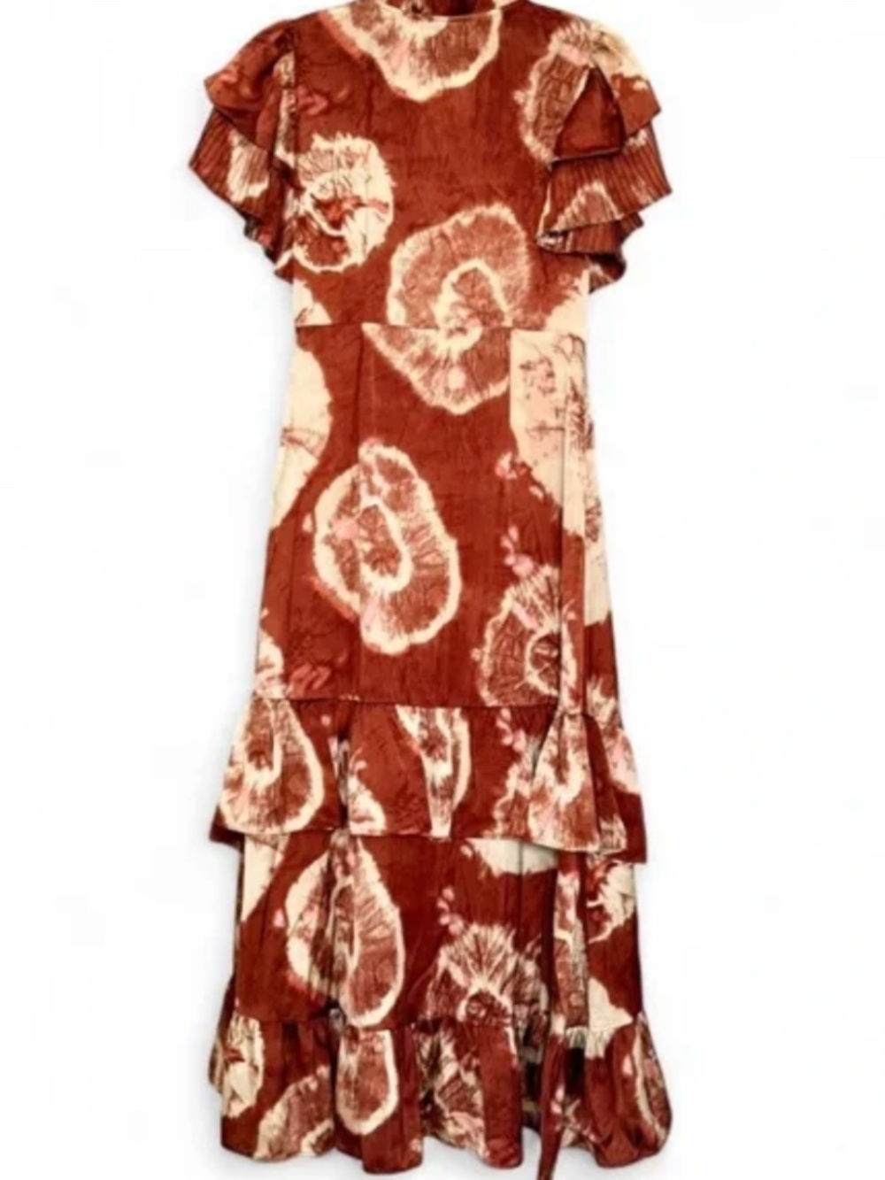 Boho Tie Dye Ruffle Maxi Dress Resort Wedding Guest Small NWT - Picture 3 of 9
